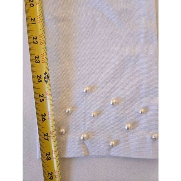 NWT Attyre Women's Audrey Embellished Hem Stretch Slim Ankle Pants White Size 10 - Picture 11 of 13